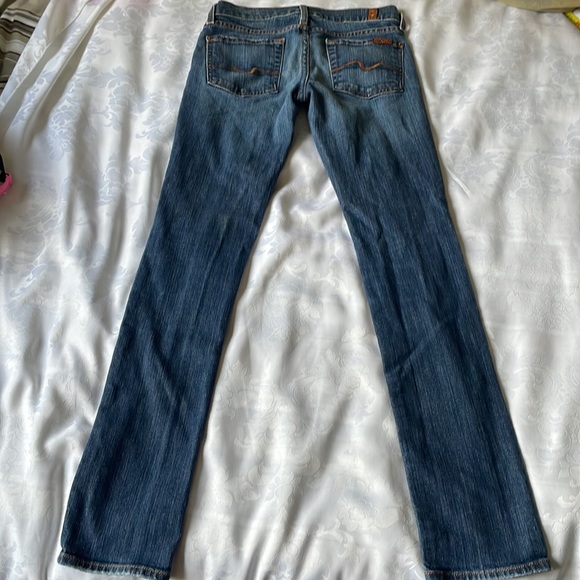 7 for all mankind low rise skinny jeans minimal distress on pockets Sz 24 - Picture 2 of 9